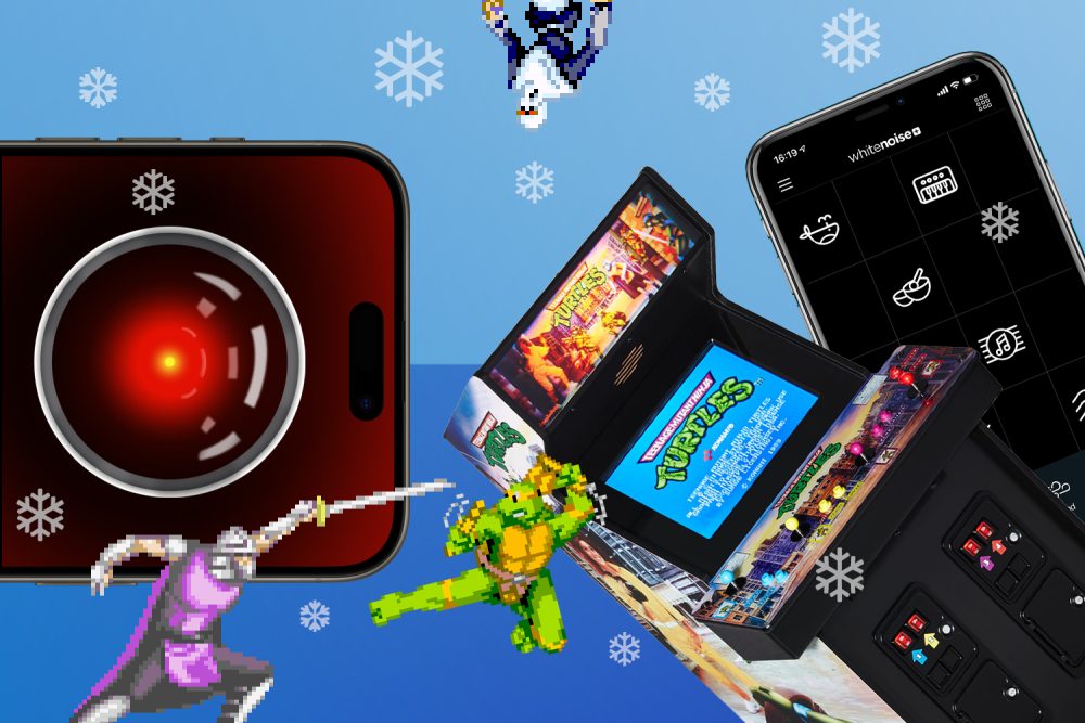 HAL on an iPhone, Teenage Mutant Ninja Turtles Arcade cab, White Noise+ app
