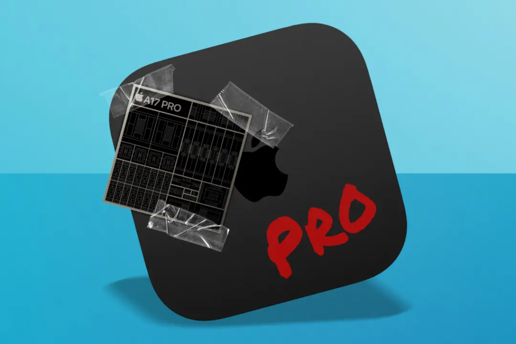 Apple TV with A17 Pro taped to it