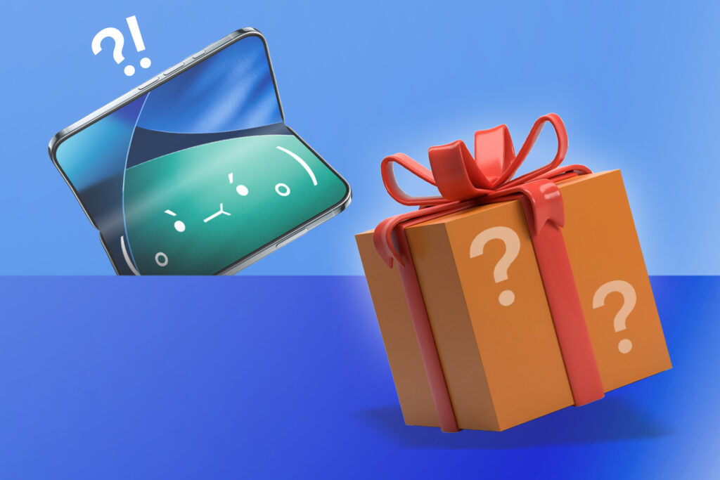 Folding iPhone looking at a surprise gift